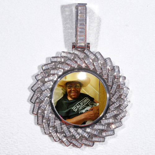Large 3D Baguette Custom Picture Pendant