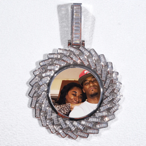 Large 3D Baguette Custom Picture Pendant