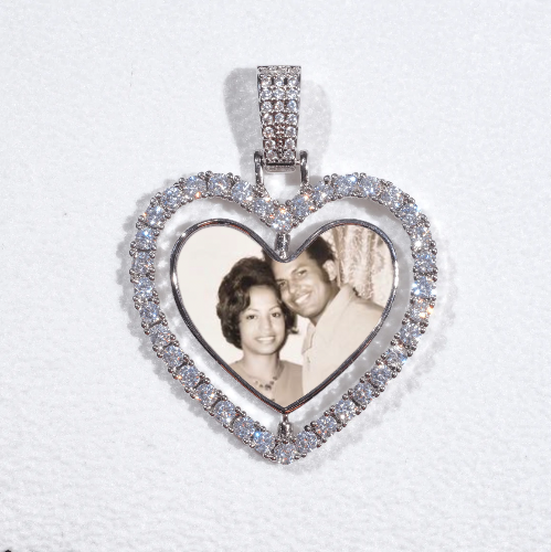 3D Spinning 2-Faced Heart Custom Picture Pendant