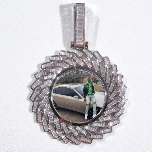 Large 3D Baguette Custom Picture Pendant