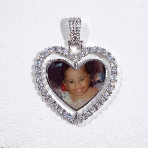 3D Spinning 2-Faced Heart Custom Picture Pendant