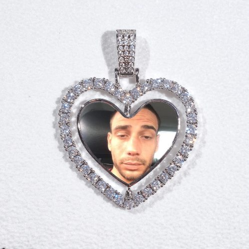3D Spinning 2-Faced Heart Custom Picture Pendant