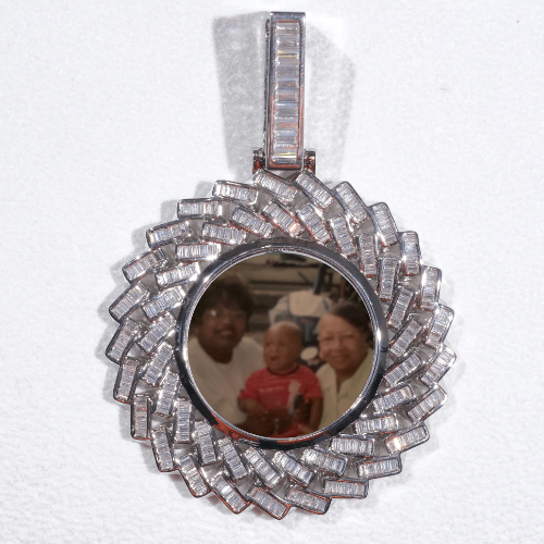 Large 3D Baguette Custom Picture Pendant