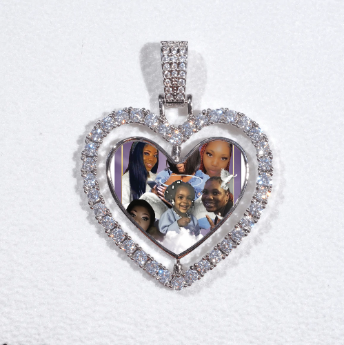 3D Spinning 2-Faced Heart Custom Picture Pendant