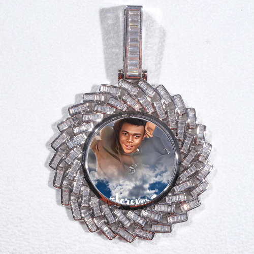Large 3D Baguette Custom Picture Pendant