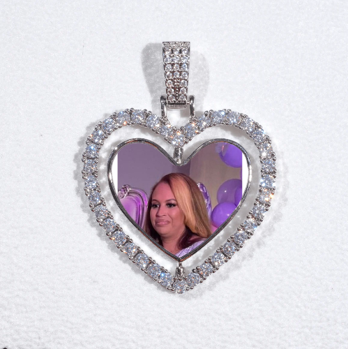 3D Spinning 2-Faced Heart Custom Picture Pendant