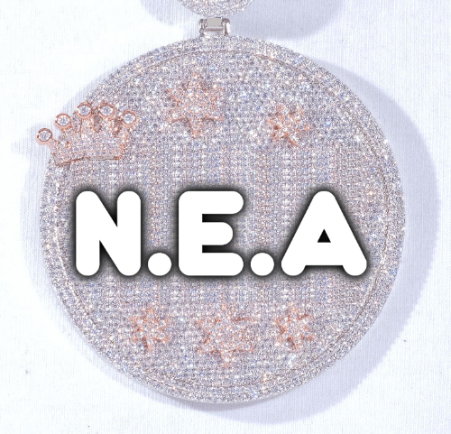 CUSTOM LETTER NECKLACE 3D BIG CROWN DISC