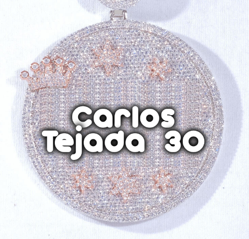 CUSTOM LETTER NECKLACE 3D BIG CROWN DISC