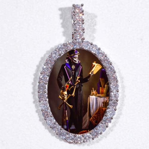 Large 3D Oval Custom Picture Pendant