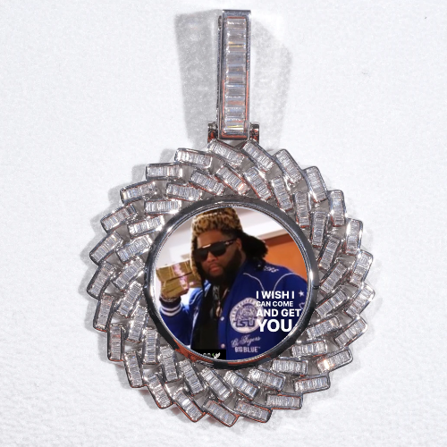 Large 3D Baguette Custom Picture Pendant