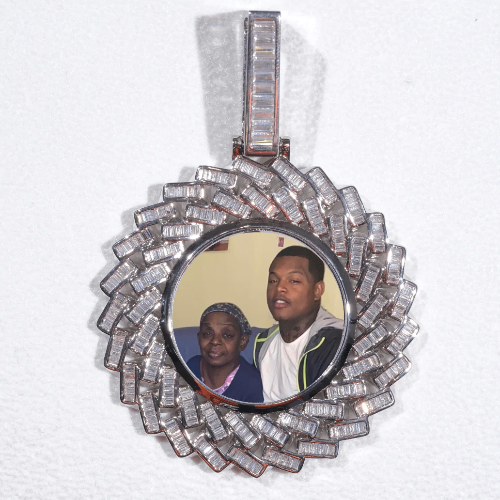Large 3D Baguette Custom Picture Pendant
