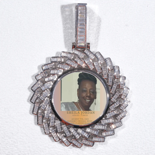 Large 3D Baguette Custom Picture Pendant