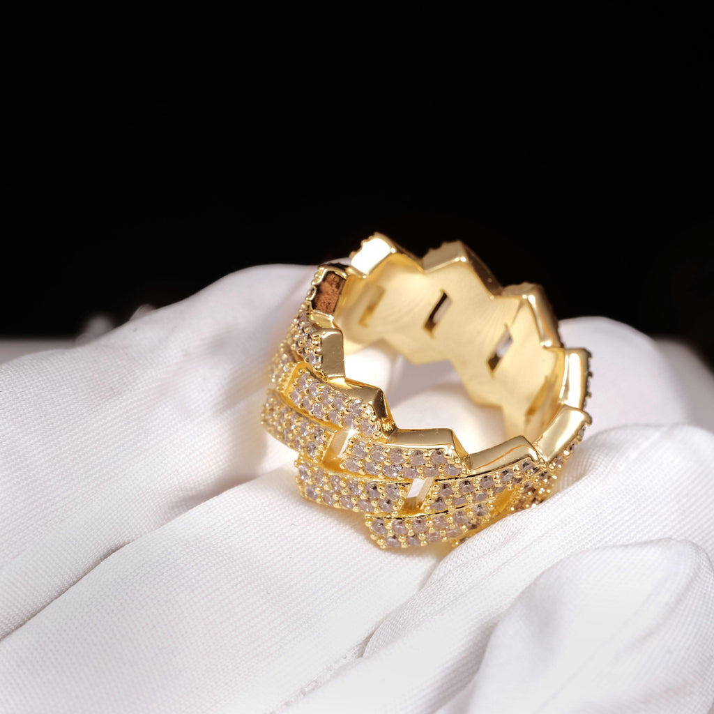 14MM Iced Prong Cuban Ring - The GUU Shop