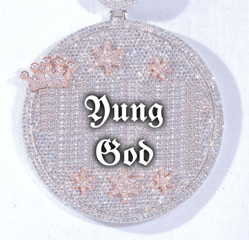CUSTOM LETTER NECKLACE 3D BIG CROWN DISC