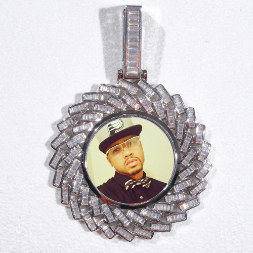 Large 3D Baguette Custom Picture Pendant
