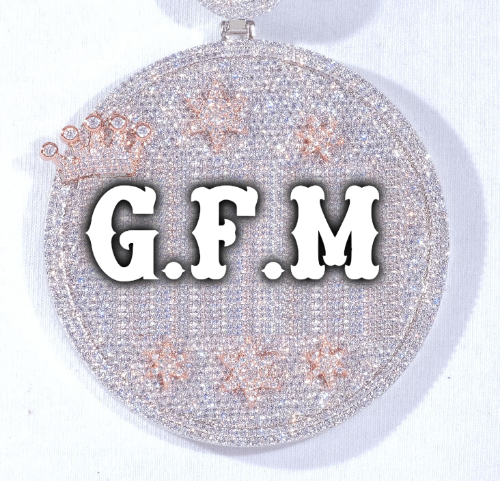 CUSTOM LETTER NECKLACE 3D BIG CROWN DISC