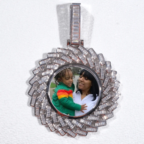 Large 3D Baguette Custom Picture Pendant