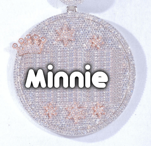 CUSTOM LETTER NECKLACE 3D BIG CROWN DISC