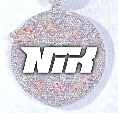 CUSTOM LETTER NECKLACE 3D BIG CROWN DISC