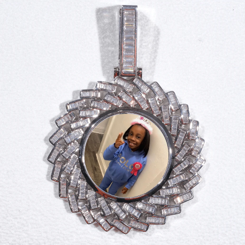 Large 3D Baguette Custom Picture Pendant