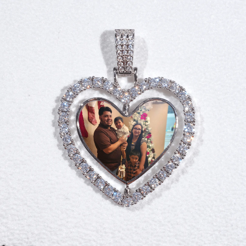 3D Spinning 2-Faced Heart Custom Picture Pendant