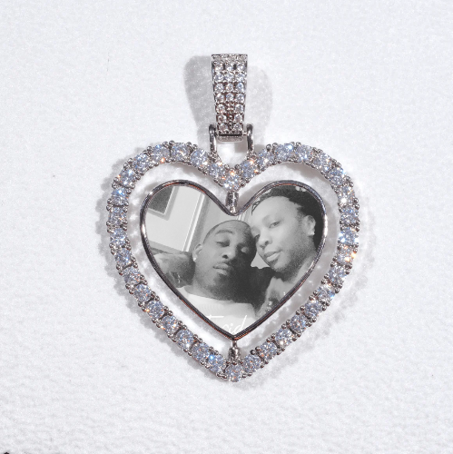 3D Spinning 2-Faced Heart Custom Picture Pendant