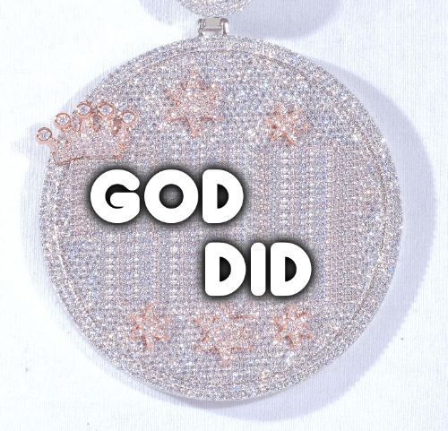 CUSTOM LETTER NECKLACE 3D BIG CROWN DISC