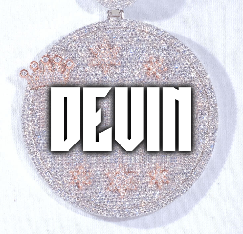 CUSTOM LETTER NECKLACE 3D BIG CROWN DISC