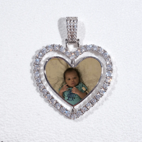 3D Spinning 2-Faced Heart Custom Picture Pendant