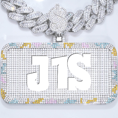 CUSTOM LETTER NECKLACE 3D COLORFUL SQUARE
