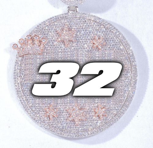 CUSTOM LETTER NECKLACE 3D BIG CROWN DISC
