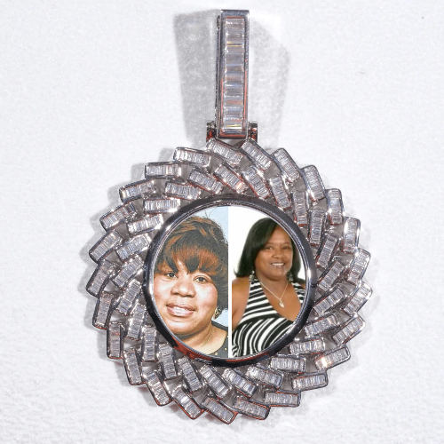 Large 3D Baguette Custom Picture Pendant