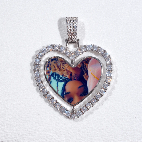 3D Spinning 2-Faced Heart Custom Picture Pendant