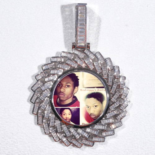 Large 3D Baguette Custom Picture Pendant
