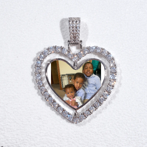 3D Spinning 2-Faced Heart Custom Picture Pendant