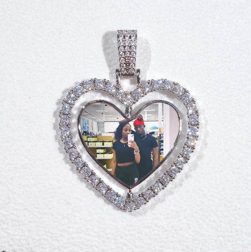 3D Spinning 2-Faced Heart Custom Picture Pendant