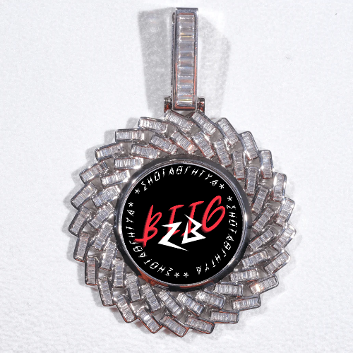Large 3D Baguette Custom Picture Pendant