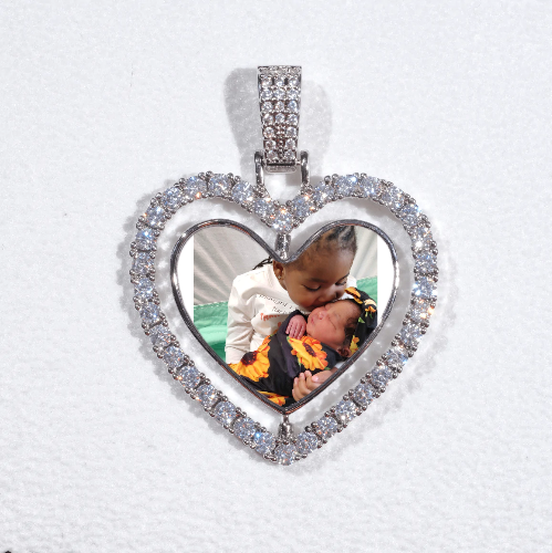 3D Spinning 2-Faced Heart Custom Picture Pendant