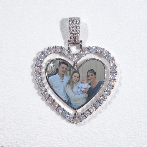 3D Spinning 2-Faced Heart Custom Picture Pendant