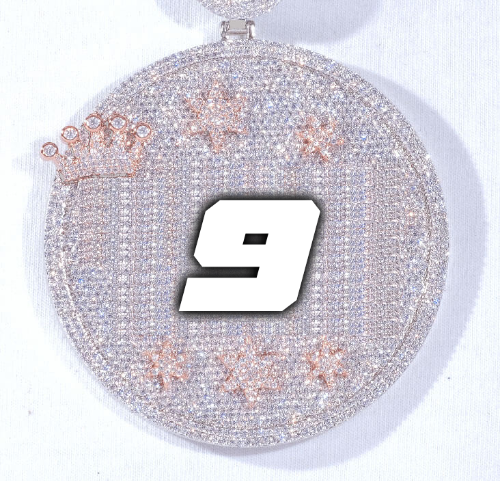 CUSTOM LETTER NECKLACE 3D BIG CROWN DISC