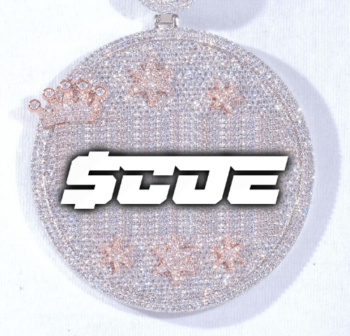 CUSTOM LETTER NECKLACE 3D BIG CROWN DISC