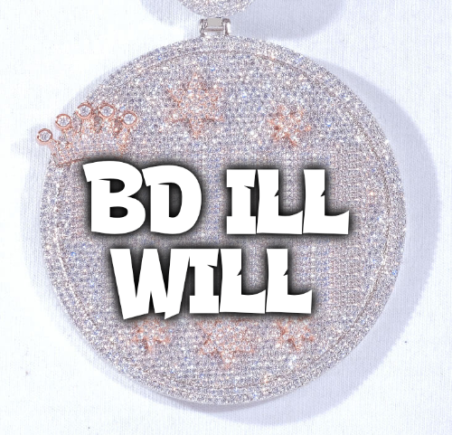 CUSTOM LETTER NECKLACE 3D BIG CROWN DISC