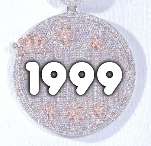 CUSTOM LETTER NECKLACE 3D BIG CROWN DISC