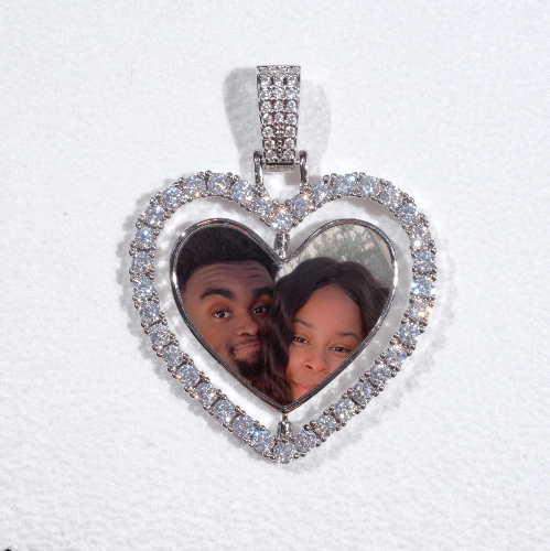 3D Spinning 2-Faced Heart Custom Picture Pendant