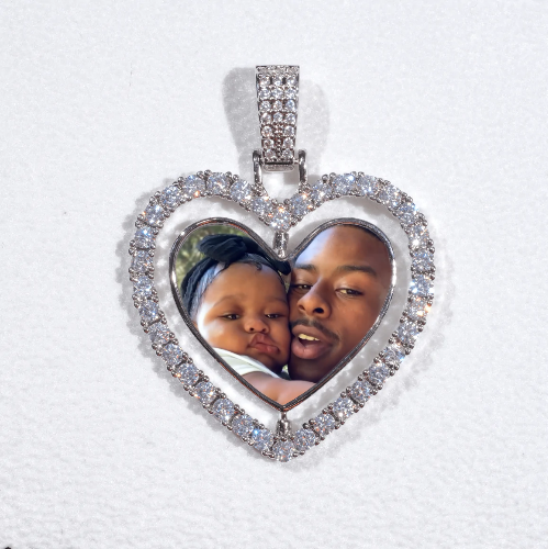 3D Spinning 2-Faced Heart Custom Picture Pendant