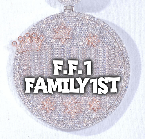 CUSTOM LETTER NECKLACE 3D BIG CROWN DISC
