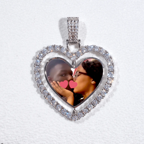 3D Spinning 2-Faced Heart Custom Picture Pendant