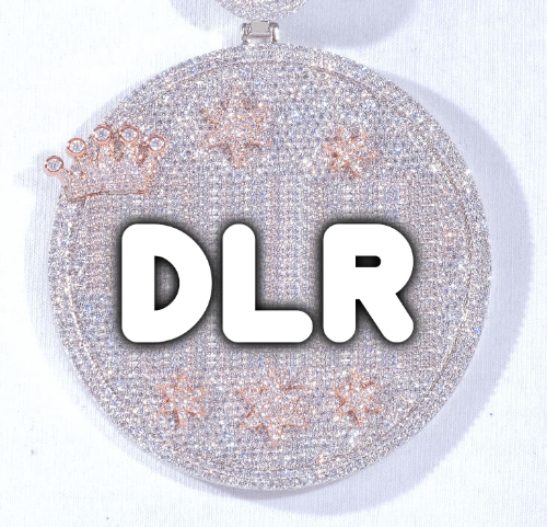 CUSTOM LETTER NECKLACE 3D BIG CROWN DISC