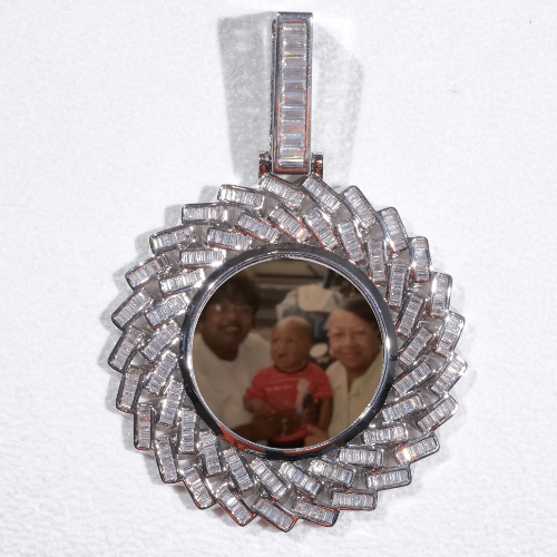 Large 3D Baguette Custom Picture Pendant