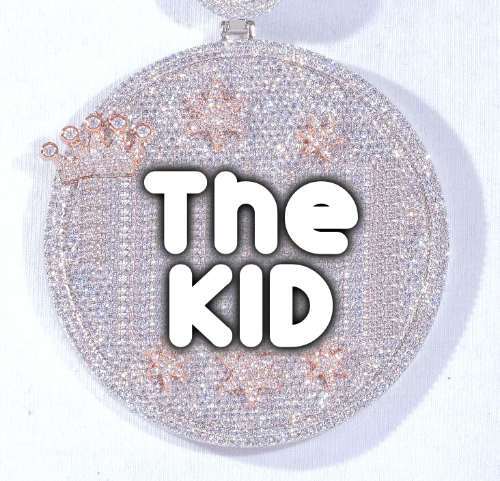 CUSTOM LETTER NECKLACE 3D BIG CROWN DISC